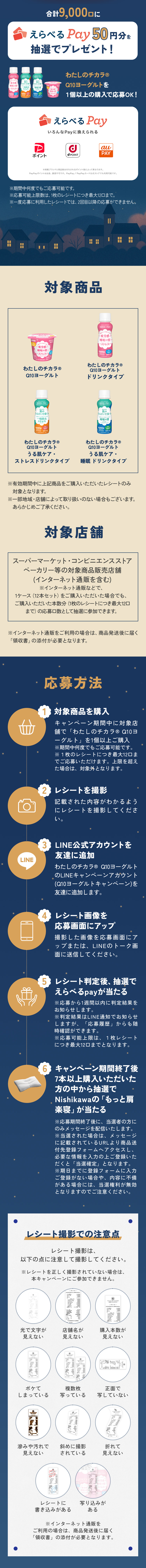 抽選9,000口のご応募にえらべるPay50円分をもれなくプレゼント！